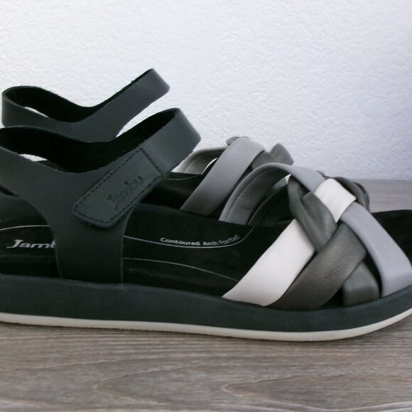 Like New Jambu HELENA Leather Sandals Grey White Black 10.5 / 11 APMA Approved - Picture 8 of 15